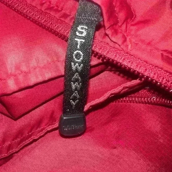 LL BEAN STOWAWAY NYLON  FULL ZIP  O AKC5 HOODED RAIN JACKET MENS  L - Picture 7 of 7